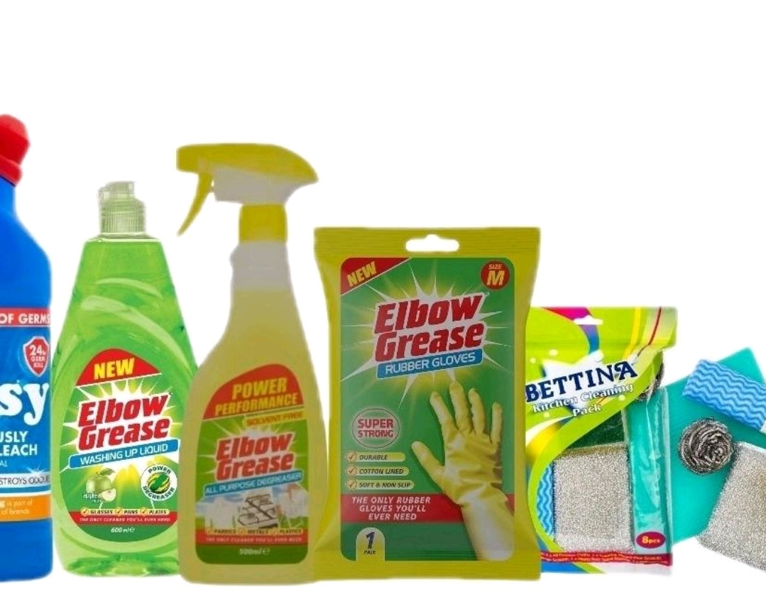 Kitchen & Household Elbow Grease Essentials 5 Pack Cleaning Bundle for Efficient Home Cleaning Spray Gloves multi cleaner powder bomb power clean