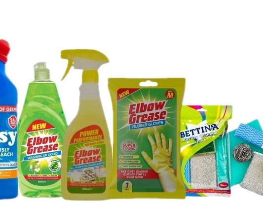 Kitchen & Household Elbow Grease Essentials 5 Pack Cleaning Bundle for Efficient Home Cleaning Spray Gloves multi cleaner powder bomb power clean